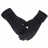 Outrip Warme Winterhandschuhe für Damen, Touchscreen, Handy, winddicht, gefüttert, dick, Schwarz, M