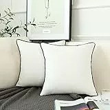 LIGICKY 2er Set Luxus Dekorative Kissenbezug Samt Weich Zierkissenbezüge Einfacher Quadratische Kissenbezüge Deko Kissen Sofakissen für Wohnzimmer Couch Weihnachten Dekor, Weiß 65 x 65 cm