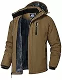 YSENTO Herren Winterjacke wasserdichte Warme Fleece Gefüttert Outdoor Softshelljacke Atmungsaktiv Skijacke Snowboardjacke mit Kapuze(Kaffee,L1)