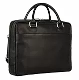 Leonhard Heyden Henkeltasche Umhängetasche mit Laptopfach Berlin Zipped Briefcase 1 Compartment Black schwarz