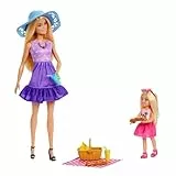 Barbie Family & Friends Spielset aus Puppen und Accessoires, Spielset mit Picknick-Thema, Mode, kleinen Puppen und 9 Accessoires inkl. Essen, JBF43