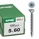 SPAX Universalschraube, 5,0 x 60 mm, 100 Stück, T-STAR plus, Senkkopf, Vollgewinde, 4CUT, WIROX A3J, 1191010500603