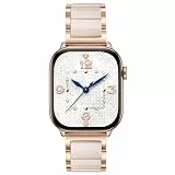 V.R.HOPE Ersatzarmband für Apple Watch Damen 38mm 40mm 41mm 42mm, Elegantes Roségold Metall Edelstahl Armband mit Resin-Einsatz, Kompatibel mit iWatch Series 11/10/9/8/7/6/5/4/3/2/1/SE (Haferbeige)
