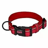 HALTI Komforthalsband - Hundehalsband mit Neoprenpolsterung, 3M-Reflektorgewebe und verstellbarer Riemen. Geeignet für kleine Hunde und Welpen (Größe S, Rot)