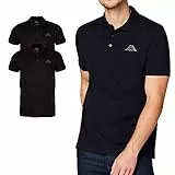 Kappa Herren Polo Shirt VENIST im 2er Pack | Polo-Hemd mit Logodruck| Basic Poloshirts für Männer | Kurzarm Polo für Sport, Freizeit und Büro | XXL, schwarz