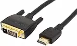 Amazon Basics HDMI-A-auf-DVI-Adapterkabel für Fernseher, bidirektional, 1080P, vergoldet, 1.8 m, 1 Stück, Schwarz