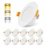 da LIGHT LED Einbaustrahler 230V flach 5W 10er Set, Strahlende Einbauleuchten, Bad Spot 3000/4000/6000K, Deckenstrahler IP54 für Badzimmer Wohnzimmer Küche Schlafzimmer