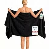 Komfortec Badetuch 100x200 cm aus 100% Baumwolle, XXL Saunatuch, Großes Duschtuch, Weich & Saugstark, Schwarz