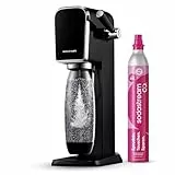 SodaStream Wassersprudler ART mit CO2-Zylinder und 1x 1L spülmaschinenfeste Kunststoff-Flasche, Höhe 44cm, Schwarz, 44 cm