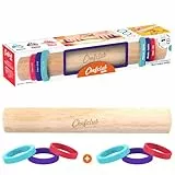 Chefclub Kids – Nudelholz aus Holz – 3 abnehmbare Silikonringe für verschiedene Teigstärken, Yellow