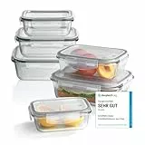 GOURMETmaxx Glas-Frischhaltedosen Klick-it 6er Set | Als Brotdose oder für Meal Prep | Spülmaschinen- Mikrowellen- und Gefrierschrankgeeignet | Aufbewahrungsbox mit Deckel mit Silikon Dichtungsring