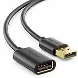 deleyCON 2m USB 2.0 High Speed Kabel Verlängerungskabel USB A-Stecker zu A-Buchse - Schwarz