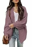 Jhsnjnr Strickjacken für Damen Langarm Grobstrick mit Taschen Dicke Warme Oversize Strickmantel Freizeit Open Front Cardigan
