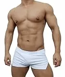 DLSMDOUS Herren Laufshorts mit 3' Innennaht und großer Laufseitenaufteilung Weiß L