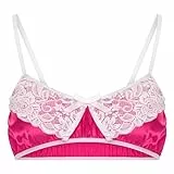 Satini Sissy Rüschen Spitze Tailliert Seidig Satin Dessous Bralette (Leuchtendes Pink, M)
