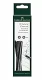 Faber-Castell 129298 - Zeichenkohle Pitt natürlich, 12 natürliche Kohlen zum Zeichnen, Durchmesser 5-8 mm