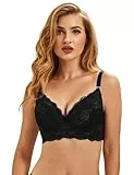 ohmydear BH Damen mit Bügel Große Größen Spitzen BH Gepolstert Klassische BHS für Damen Komfort Vollschalen Schwarz 100C
