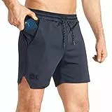 BROKIG Leichte Sporthose Herren Kurz mit Versteckte Reißverschlusstasche Gym Shorts für Männer (Dunkelgrau,L)