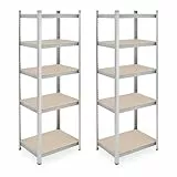 Relaxdays Schwerlastregal 2er Set, 500 kg, Stahl, Lagerregal, Keller, Garage, zum Stecken, HBT: 180 x 60 x 45 cm, Silber