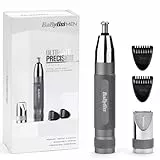 BaByliss Super-X Metal Präzisions-Detail-Trimmer – 3-in-1 Nasen-, Ohren- & Augenbrauentrimmer, 2 Aufsätze, 2 Kammaufsätze, batteriebetrieben – E116E