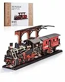 ROWOOD Dampflok 3D Holzpuzzle, Holzeisenbahn Modellbausätze Für Erwachsene Zum Bauen, Vintage Bastelset Für Handwerksmodelle, DIY Weihnachts Und Geburtstagsgeschenke Für Männer Und Jungen