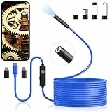 Endoskopkamera mit Licht, Aopick Endoskop-Kamera Handy mit 8 LED Licht, Kein WLAN Erforderlich Inspektionskamera Ip67 Wasserdichtes Kanal-Kamera für Android & iOS, Samsung (16.4 ft/5m) Blau