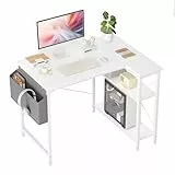 BEXEVUE L-förmiger Schreibtisch – 100x70 cm Gaming Tisch mit Ablagefächer, Umkehrbarer PC Ecktisch Computertisch, Corner Gaming Tisch für Studium Arbeit Zuhause Schlafzimmer, Weiß