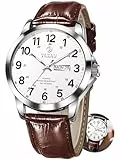 Taxau Armbanduhr Herren Lederarmband WeißEs Zifferblatt Groß Uhren Herren Lederarmband Klassisch Luxus Uhr Herren Wasserdicht Analog Mode Herrenuhr Business Men's Watch Männer Uhr