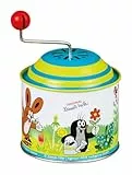 Lena tin Toys 52768 - Musikdrehdose Der kleine Maulwurf, Musikdose ca. 10,5 x 7,5 cm, Blechdrehdose mit Melodie Der Frühling, Drehdose aus Metall, Drehorgel für Kinder ab 18 Monate, Orgel mit Motiv