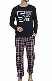 LOREZA ® Herren Pyjama Set aus Baumwolle Langarm - M-93315 - XXL