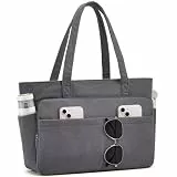 Jiliyote Cord Tasche Damen,Große Shopper Tote Bag mit 15,6 Zoll Laptopfach und 12 Fächern,Handtasche mit Reißverschluss und Baumwollfutter,Arbeitstasche für Uni,Schule & Everyday (Grau)