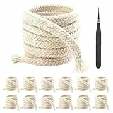 12 Rollen Docht Kerzendochte für Kerzen, 6 mm x 1 Meter Ersatzdocht für Öllampen, Baumwolle Öllampendocht, Zuschneidbar Ersatzdocht für Gartenfackel Lampendocht Öllampe, mit Pinzette