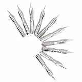 Pssopp 10 STÜCKE Kalligraphie Feder Schräge Kalligraphie Stift Feder Edelstahl Dip Pen Ersatzspitzen für Anfänger (B10*10)