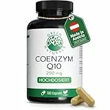 Green Naturals® Coenzym Q10 hochdosiert – 250mg pro Kapsel – 180 vegane Kapseln – 6 Monate Reichweite – hochwertiges Q10 aus Fermentation gewonnen