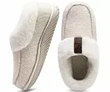 COFACE Hausschuhe Damen Kuschel Geschlossen Winter Pantoffeln Frauen Warme Flauschige Plüsch Filzhausschuhe Fell Gefütterte Hüttenschuhe Rutschfest Feste Sohle Hause Filzpantoffeln Beige 37