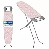 KADAX Bügelbrett 110x30cm Bügelfläche, Klappbares Tischbügelbrett mit Verstellbarer Höhe & hitzebeständiger Bügeleisenablage, Robuster Bügeltisch Made in EU (Lachsfarbe)