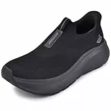 JACKSHIBO Hände frei Slip in Herren Schuhe Slip on Sneakers Fußbogenstütze Orthopädische Schuhe Memory Foam Walkingschuhe Mit Weite Zehenbox Nullabsatz Sohlen,Schwarz,45 EU