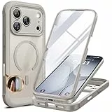 Miracase für iPhone 17 Pro Max Hülle 6.9' für MagSafe, 360°Ganzkörper-Stoßfest,mit [Blasenfrei] Glas-Bildschirmschutz und [Vollständiger Kameraschutz],Magnetisch Handyhülle für 17 Pro Max, Grau
