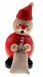 Hess Holzspielzeug 40000 - Kugelräuchermann aus Holz, Weihnachtsmann mit Sack, ca. 12 cm, Dekoration für die Advents- und Weihnachtszeit aus dem Erzgebirge