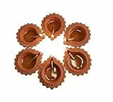 BRACOP® Mitti Diya Pooja-Artikel Öllampe Terrakotta-Topf Ton handgefertigte Ghee-Lampe Puja-Set Zeremonien-Dekoration traditionelle Diya für Diwali Pooja Mandir Heimdekor religiöse Geschenke