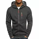 Sweatjacke Herren mit Kapuze Zip Hoodie Winter Übergangsjacke Kapuzenjacke mit Reißverschluss Oversized Sweatshirt Kapuzenpullover Sportjacke Outdoorjacke Jogging Pullover Hoody Männer Taschen