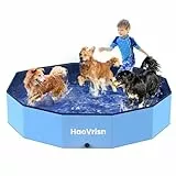 HaoVrisn Hundepool Große Hunde, Planschbecken für Kinder und Hunde, Hundepool 120 * 30CM Faltbar, rutschfeste und Verdickt PVC, Plantschbecken mit Flicken und Ablassventil