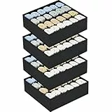 Homsorout Unterwäsche Socken Organizer - 4er Set Schrank Schubladen-Organizer Kleidung, 96 Fächer (4x24), Ordnungssystem Kleiderschrank, Aufbewahrungsbox für Kommode, Krawatten, Schwarz