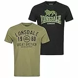 Lonsdale Herren Bangor Double Pack T Shirt, Black/Olive, XXL EU