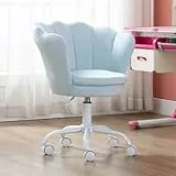 chairus Kinder Schreibtischstuhl höhenverstellbar, Drehstuhl aus Samt Blütenblatt bequemem Bürostuhl für Mädchen Kinder,Blau