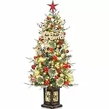 125cm Weihnachtsbaum Künstlich mit Beleuchtung, 4ft Künstlicher Weihnachten Baum mit 150 Warmweißen und Mehrfarbigen LED Lichtern 9 Modi PVC Zweigspitzen Vintage Beleuchteter Topf für Haus Büro