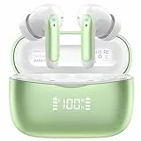 Bluetooth Kopfhörer, Kopfhörer Kabellos Bluetooth 5.3 in Ear Kopfhörer mit 4 ENC Noise Cancelling Mic, 56H HiFi Stereo Tiefbass Spielzeit, IP7 Wasserdicht Ohrhörer LED Anzeige, Touch Control, Grün