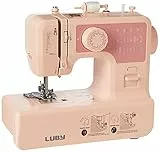 Luby 1803 12 integrierte Stiche Elektrische tragbare Nähmaschine, Kunststoff, Cremefarben und Blau, S
