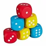 Relaxdays Schaumstoffwürfel im 6er Set, HxBxT: 7,5 x 7,5 x 7,5 cm, Kindergarten, Vorschule, Schule, Stoffwürfel, bunt