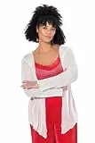 MIAMODA Damen große Größen Übergrößen Plus Size Jacke, elastischer Slim Fit, Löcher, Wellenkanten Offwhite 50+ 840092200-50+